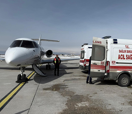 Ambulans uçak hasta 2 bebek için havalandı