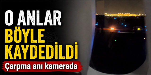 Uçağın yayaya çarpma anı kamerada!