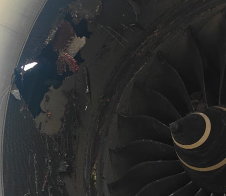 Bagaj konteyneri yolcu uçağının motorunu parçaladı!