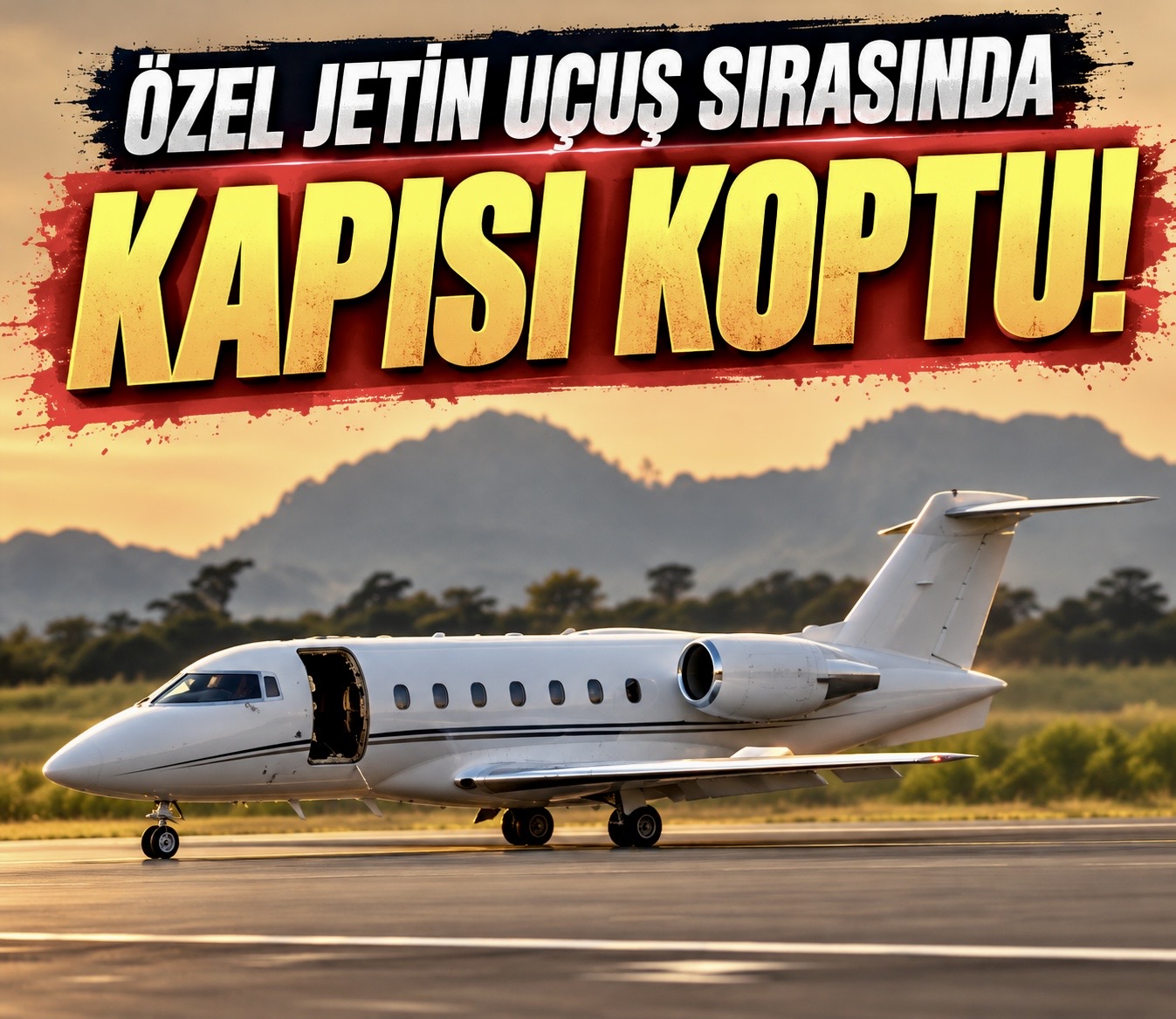 Özel jetin kapısı uçuş sırasında koptu!