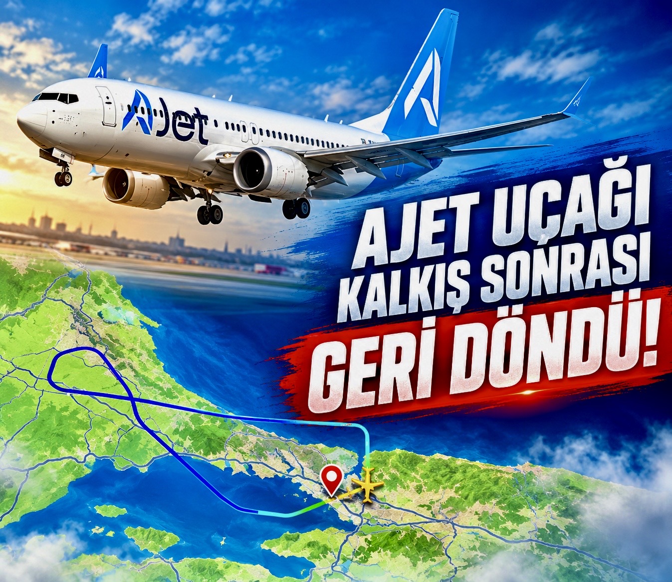 AJet uçağı kalkış sonrası geri döndü!