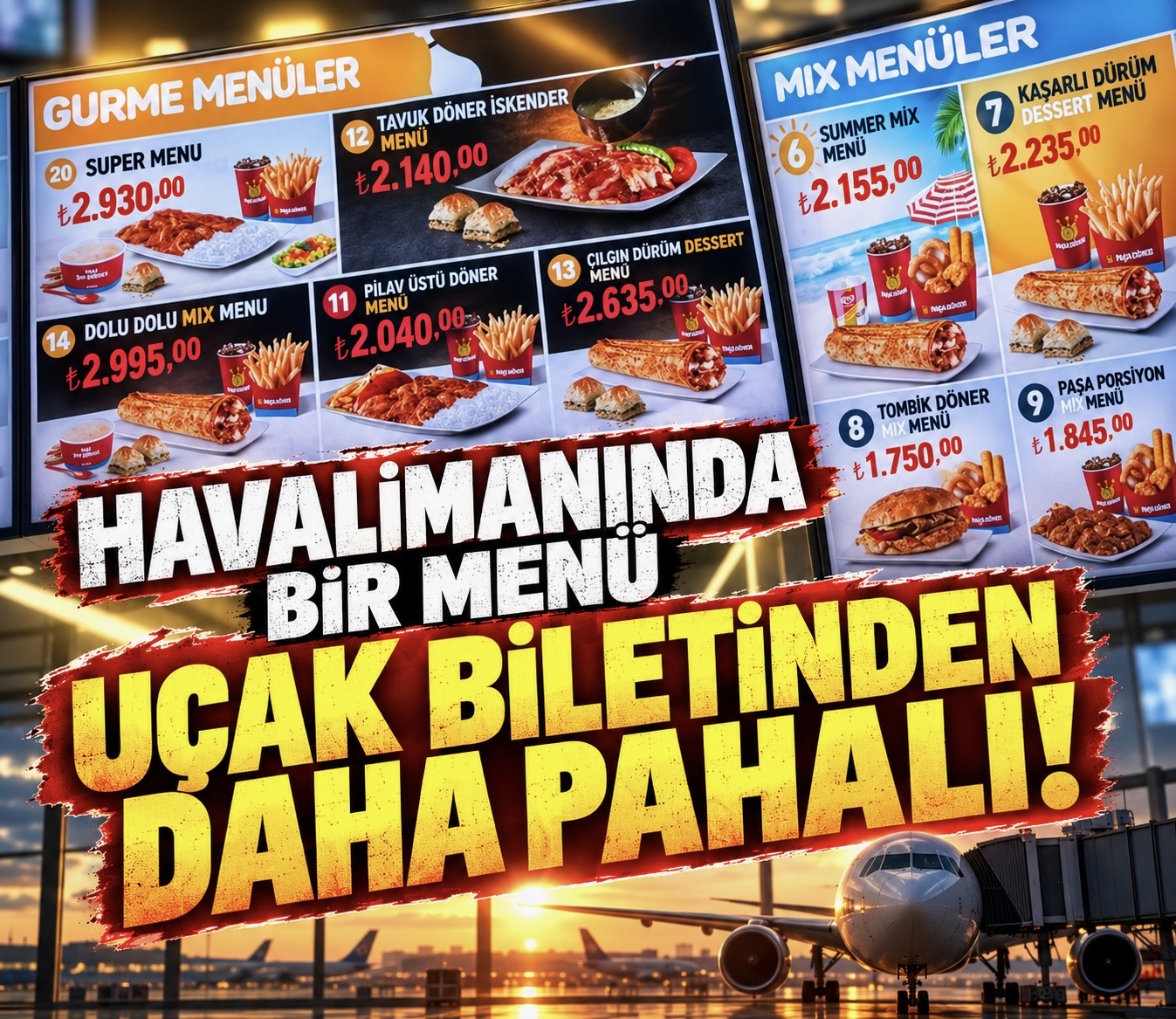 Havalimanında fastfood yemek uçak biletinden daha pahalı!