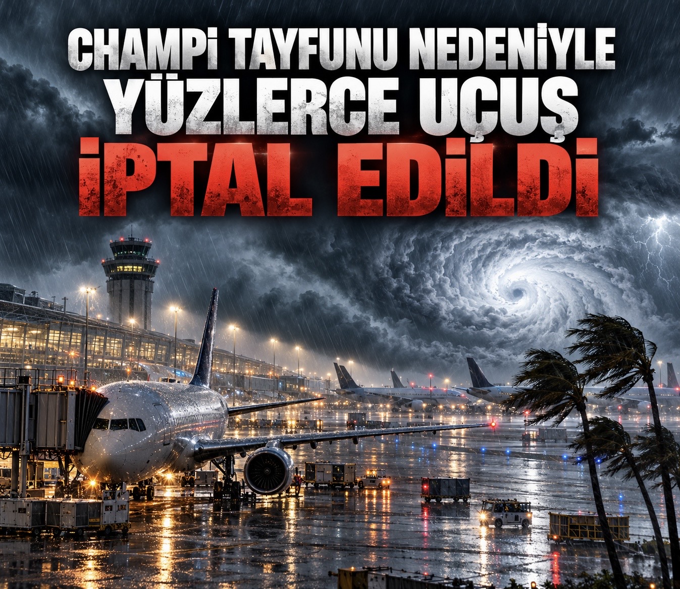 Champi tayfunu nedeniyle yüzlerce uçuş iptal edildi