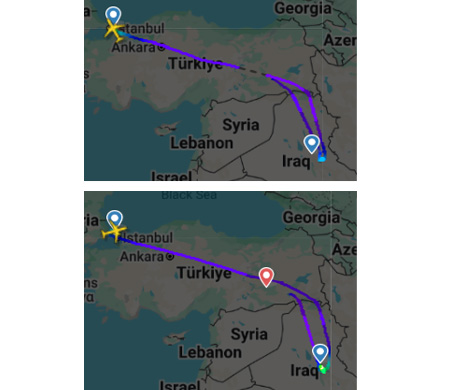 Pegasus ve THY uçakları Bağdat’tan döndü, Diyarbakır’a indi