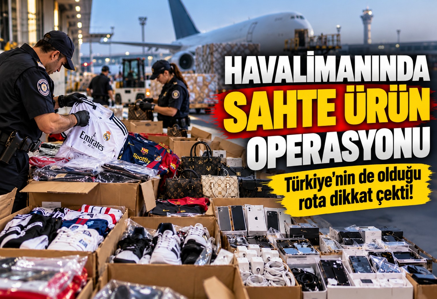 Havalimanında binlerce sahte ürün ele geçirildi