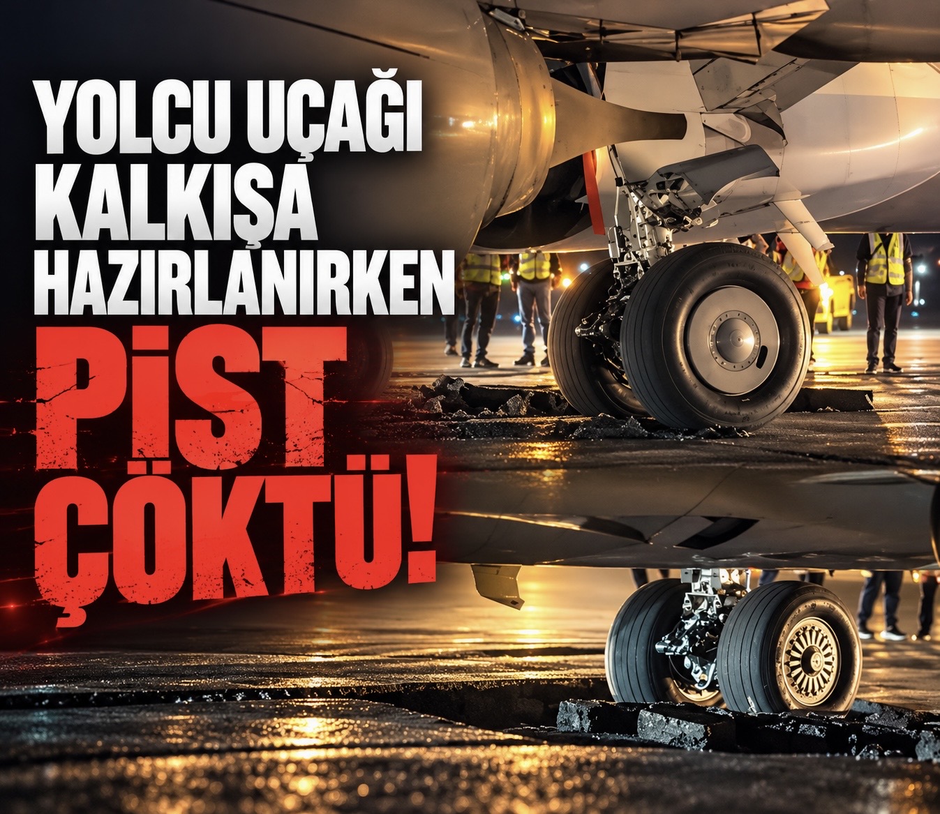 Yolcu uçağı kalkışa hazırlanırken pist çöktü!