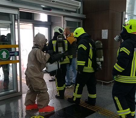 Çanakkale Havalimanı'nda gerçeği aratmayan KBRN tatbikatı