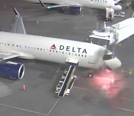 Delta uçağında çıkan yangın anına ait görüntüler ortaya çıktı